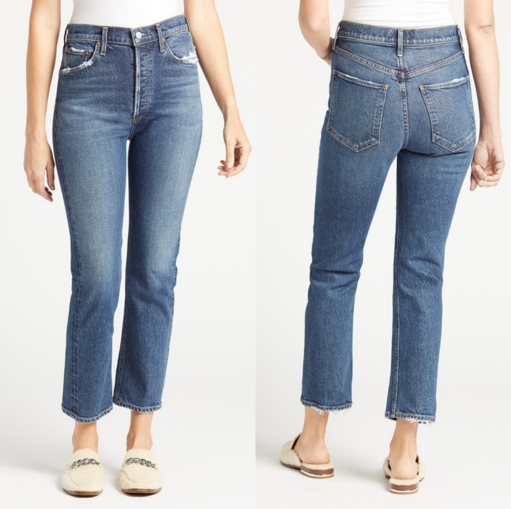AGOLDE Riley High Rise Straight Crop Jeans